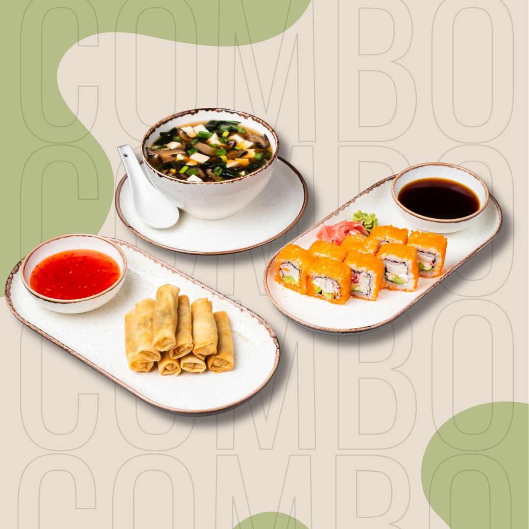 Miso Shiru + California + Spring Rolls su daržovėmis | 1 asm.